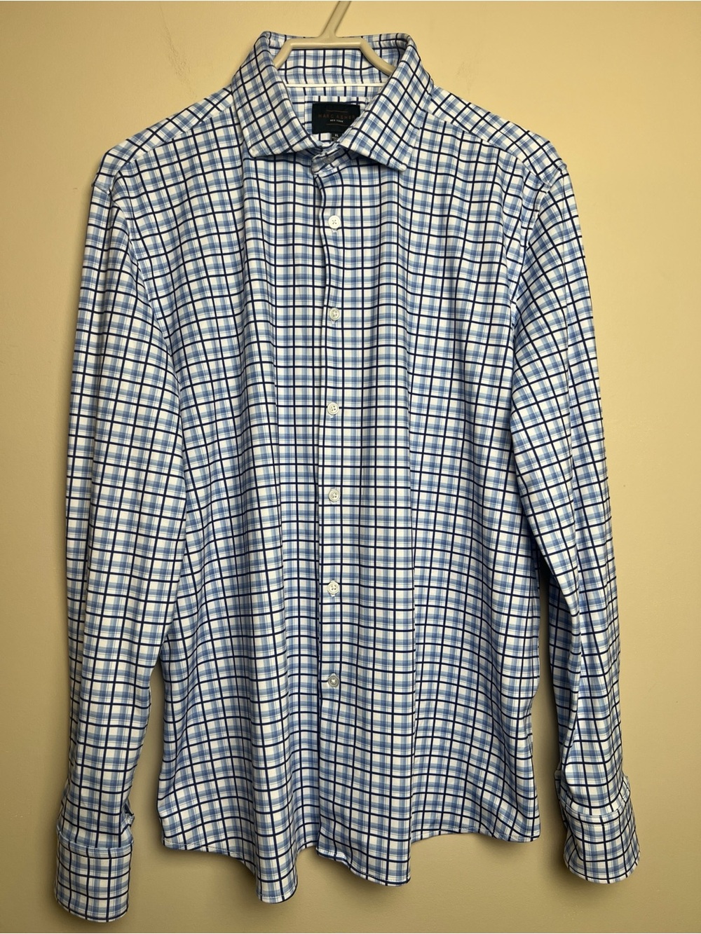 Marc Asher Men's Blue Plaid Button-Down Shirt - Classic Dress Shirt XL